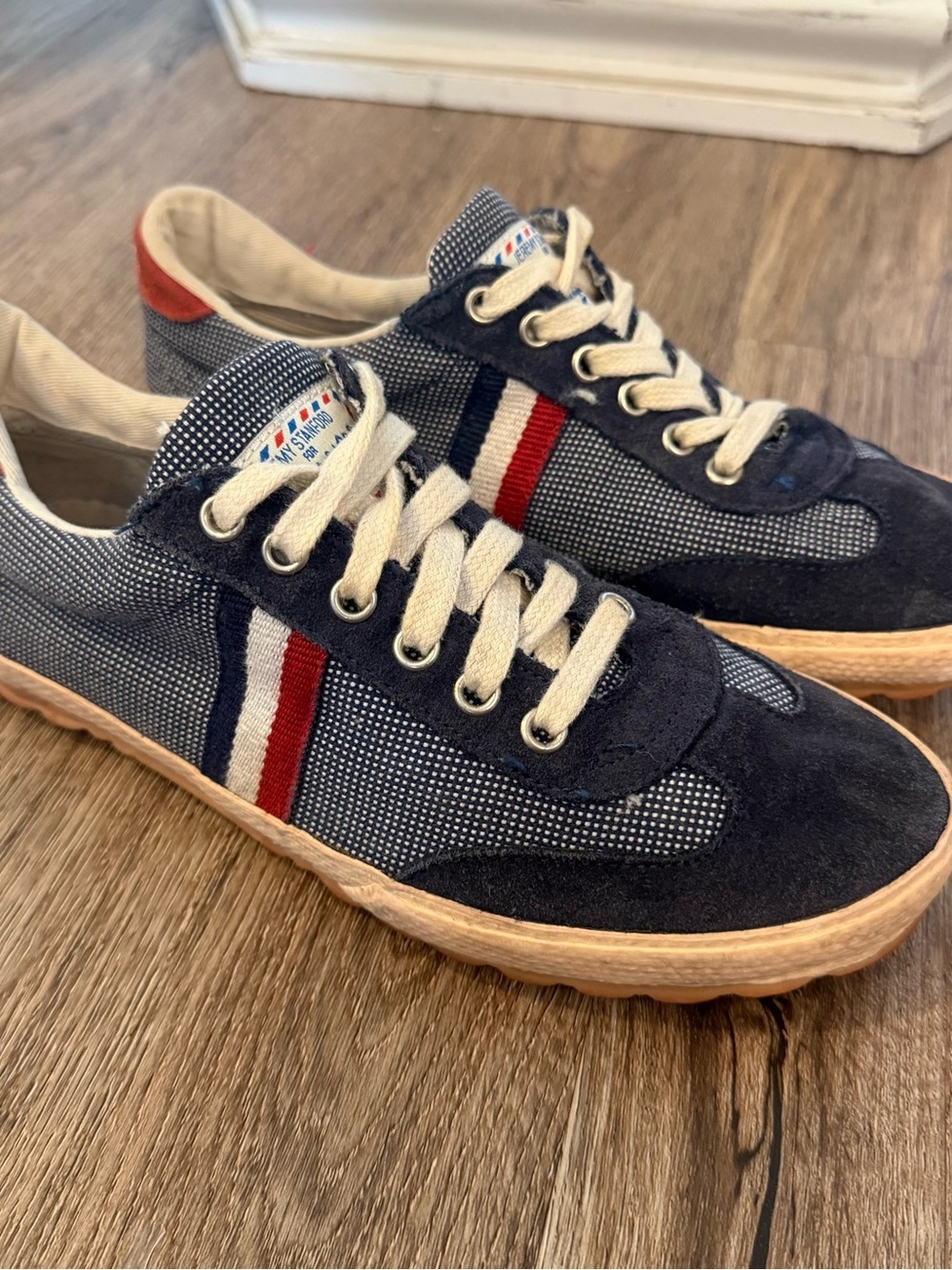 Jeremy Stanford for El Ganso Sneakers Blue White Red Wool Suede Preppy Size 37